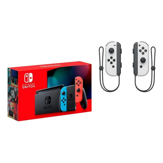 Nintendo Switch Neon Blue And Neon Red + Par Joycon Blanco Blanco