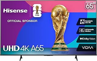 Hisense Television A65N (Modelo 2025) Pantalla 65 Pulgadas, Smart Vidaa TV UHD 4K,Control Remoto por Voz con Alexa, Dolby Vision, Amplia Gama de Colores, DTS Virtual: X, mira TV en Vivo sin Cable