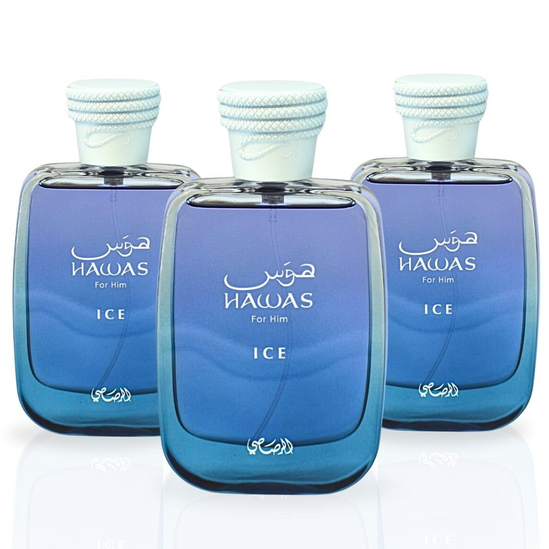 Perfume RASASI Hawas Ice EDP 100 ml para hombre paquete de 3