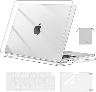 MOSISO Funda Compatible con MacBook Air 15 Pulgadas 2026-2023 M5 A3448 M4 A3241 M3 A3114 M2 A2941,Carcasa Rígida&Cubierta de Teclado&Protector de Pantalla&Bolsa de Accesorios, Claro Cristal