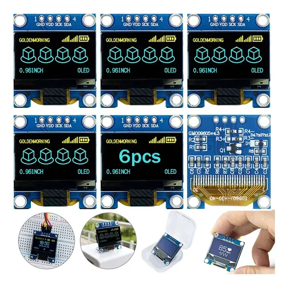 6 Pcs 0.96 Pulgadas Oled I2c Pantalla 128x64 Para Arduino