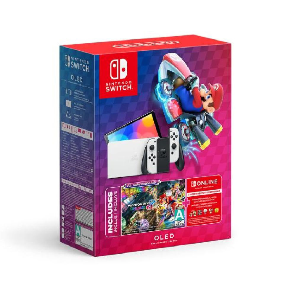 Nintendo Switch OLED Blanca + Mario Kart 8 + Nintendo Switch Online