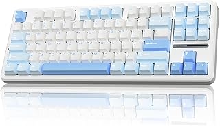 AULA F87 Teclado mecánico inalámbrico, 75% TKL, teclados para juegos intercambiables en caliente con teclas PBT, interruptores de madera gris prelubricados, teclado cremoso retroiluminado RGB, 2.4GHz