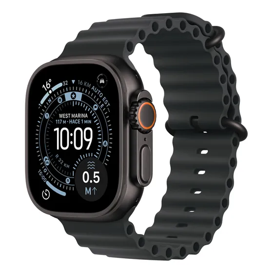 Apple Watch Ultra 3 GPS + Cellular • Caja de titanio negro de 49 mm • Correa Ocean negra - Distribuidor Autorizado