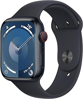 Apple Watch Series 9 [GPS + Cellular 45mm] Carcasa de Aluminio con Banda Deportiva Medianoche, M/L (Reacondicionado)