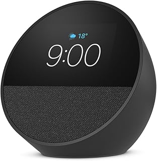 Amazon Echo Spot (modelo más reciente): ideal para mesitas de noche, oficinas y cocinas, incluye despertador inteligente con Alexa (negro), con el Acceso Anticipado de Alexa+