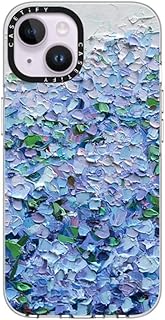CASETiFY - Funda transparente para iPhone 14 [no amarillenta / 6.6 pies. protección contra caídas de grado militar 3X / Magsafe] - Hortensias azul Nantucket - Transparente