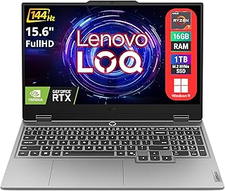 Lenovo LOQ - Portátil para juegos, 15.6" FHD (1920 x 1080), AMD Ryzen 7 250, NVIDIA GeForce RTX 5060, 32GB DDR5 RAM, 1TB PCIe M.2 SSD, paquete con enfriador de portátiles BDL, Wi-Fi 6, Windows 11 Pro