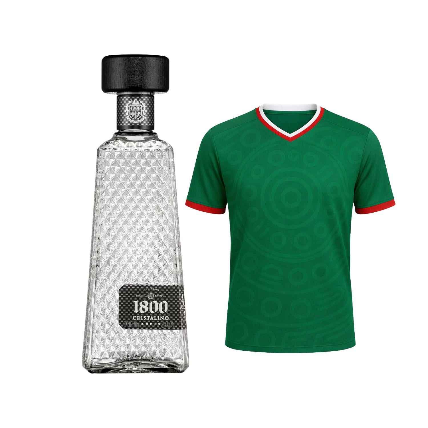 Tequila 1800 Añejo Cristalino 700 ml + Jersey Verde M