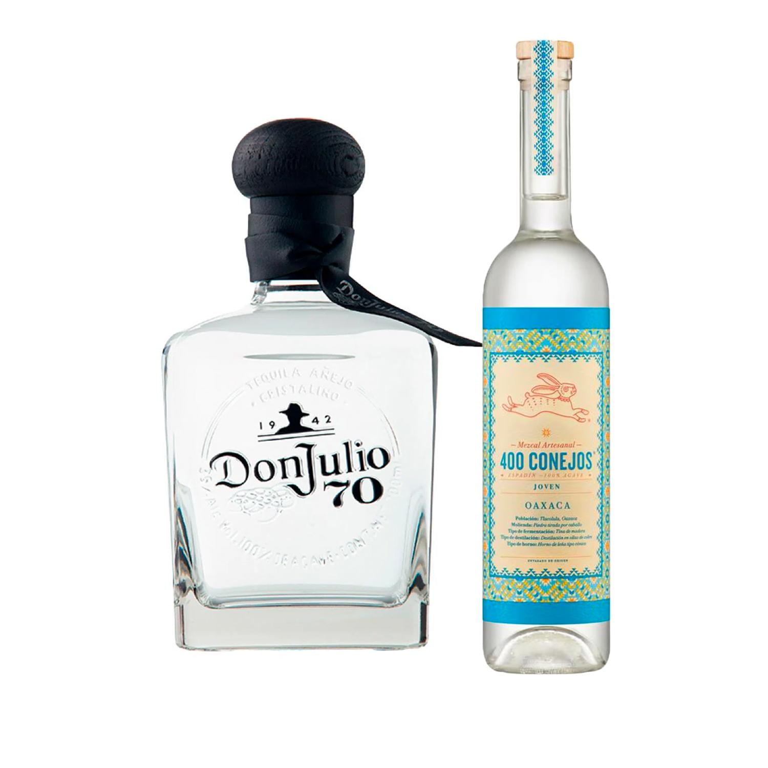 Tequila Don Julio 70 Cristalino Añejo 700 mL + Mezcal 400 Conejos Joven 750 ml