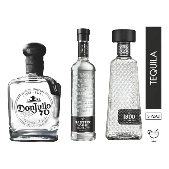 Pack 3 Tequilas: Don Julio 70, Maestro Dobel y 1800 700ml