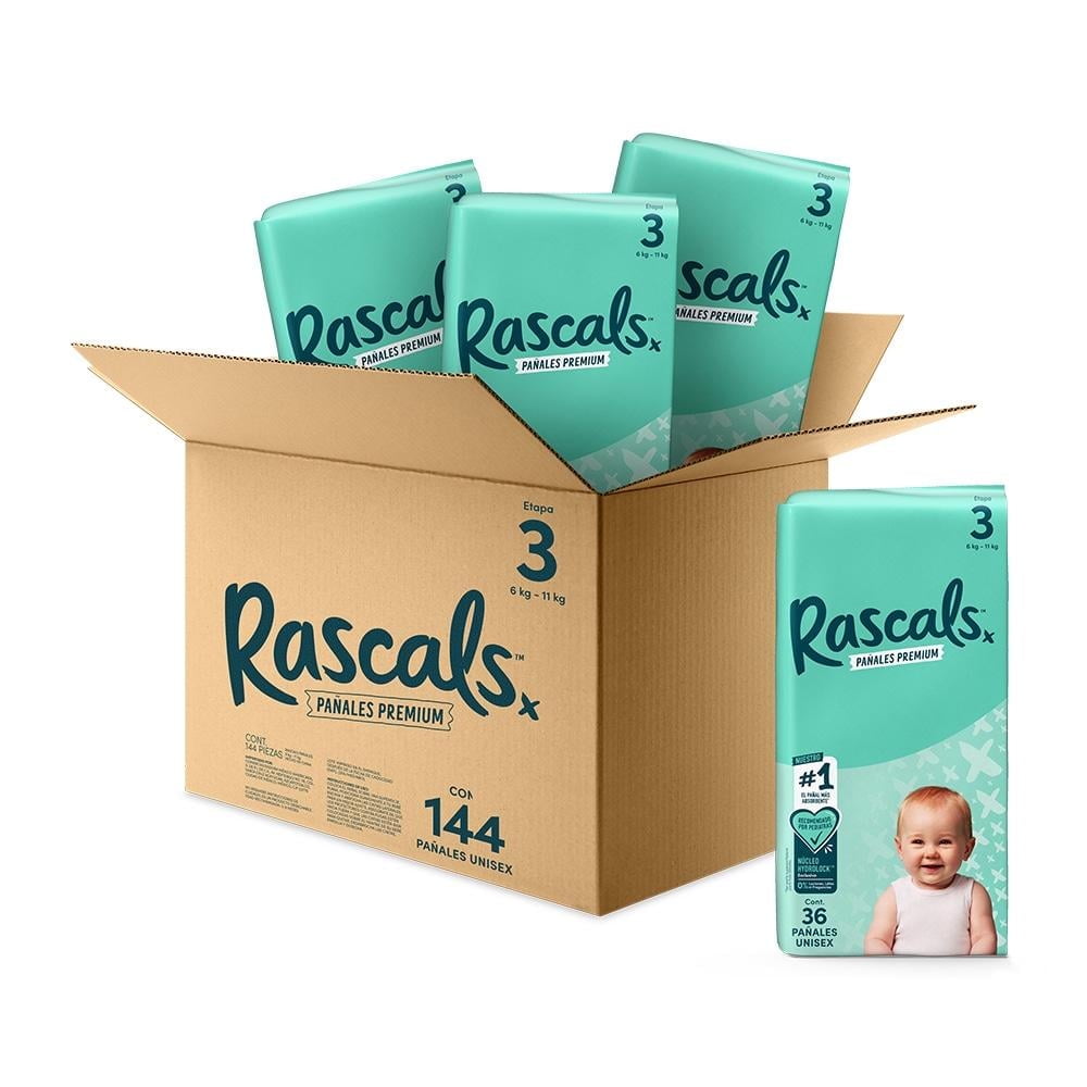 Pañales premium Rascals Etapa 3