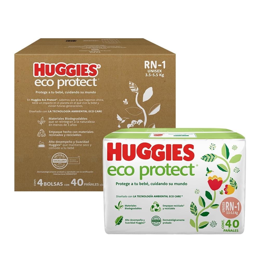 Pañales Huggies Eco Protect Etapa 1 Recién Nacido Unisex