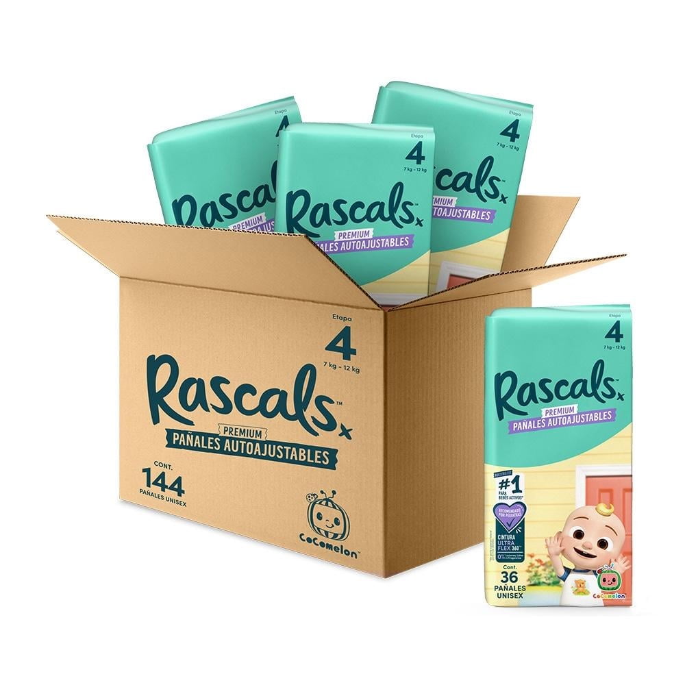 Pañales Autoajustables Rascals Etapa 4 Unisex