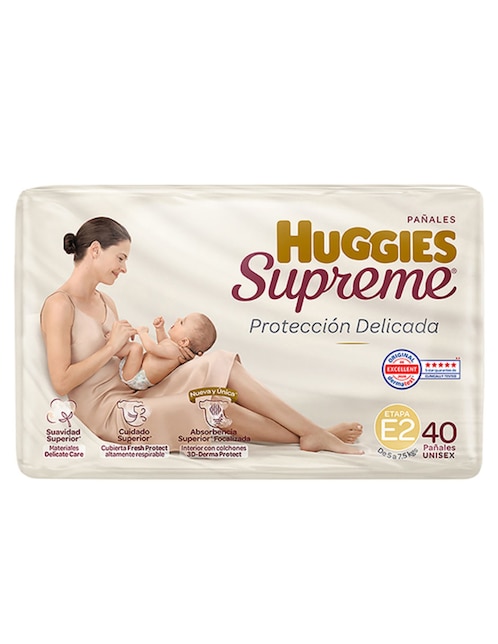 Pañales Huggies Supreme Pure & Natural Etapa 2 Bebé Unisex