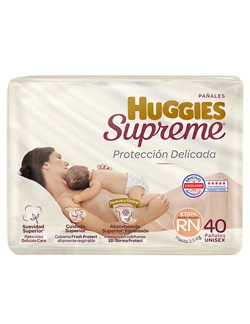 Pañales Huggies Supreme Pure & Natural Etapa Recién Nacido Bebé Unisex