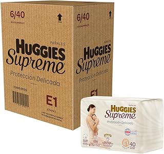 Pañal Huggies Supreme, unisex con 40 pzs, etapa 1, para bebés de 3 a 5.5 kg. Único clinica y dermatologicamente probado