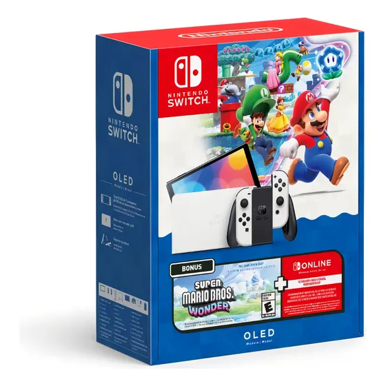 Consola Nintendo Switch Oled Mario Wonder + 12 Meses Online
