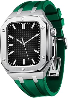 Funda de acero inoxidable + correas para Apple Watch Series 7/6/SE/5/4, 45 mm 44