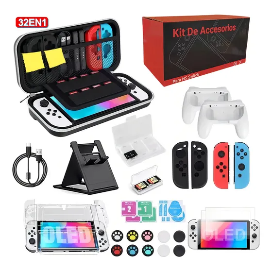 Kit de Estuche y Accesorios para Nintendo Switch OLED 37 Piezas