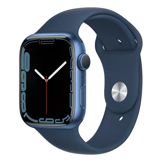 Apple Watch (GPS) Series 7 display de 1.772" con correa de fluoroelastómero color azul abismo y caja color azul - Aceptable (Reacondicionado)