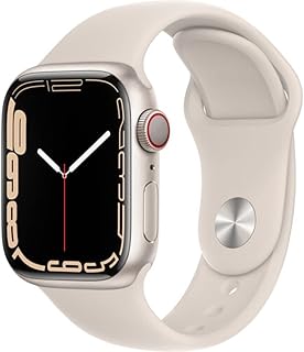 Apple Watch Series 7 (GPS + Cellular, 41MM) Caja de Aluminio Blanco Estelar con Correa Deportiva Blanco Estelar, Regular (Reacondicionado)