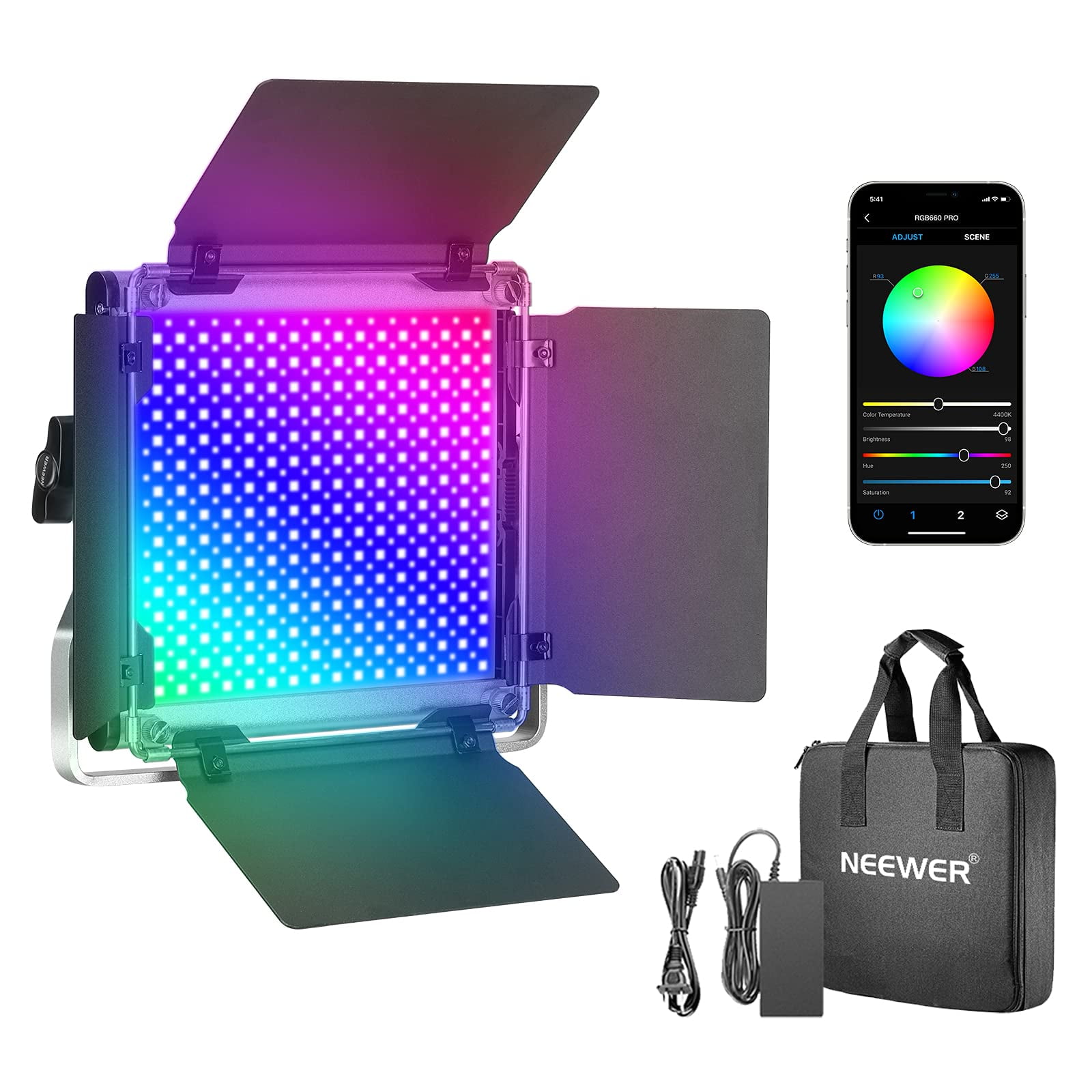 Lámpara LED de vídeo Neewer 660 PRO RGB de 50 W con APP Control CRI 97+