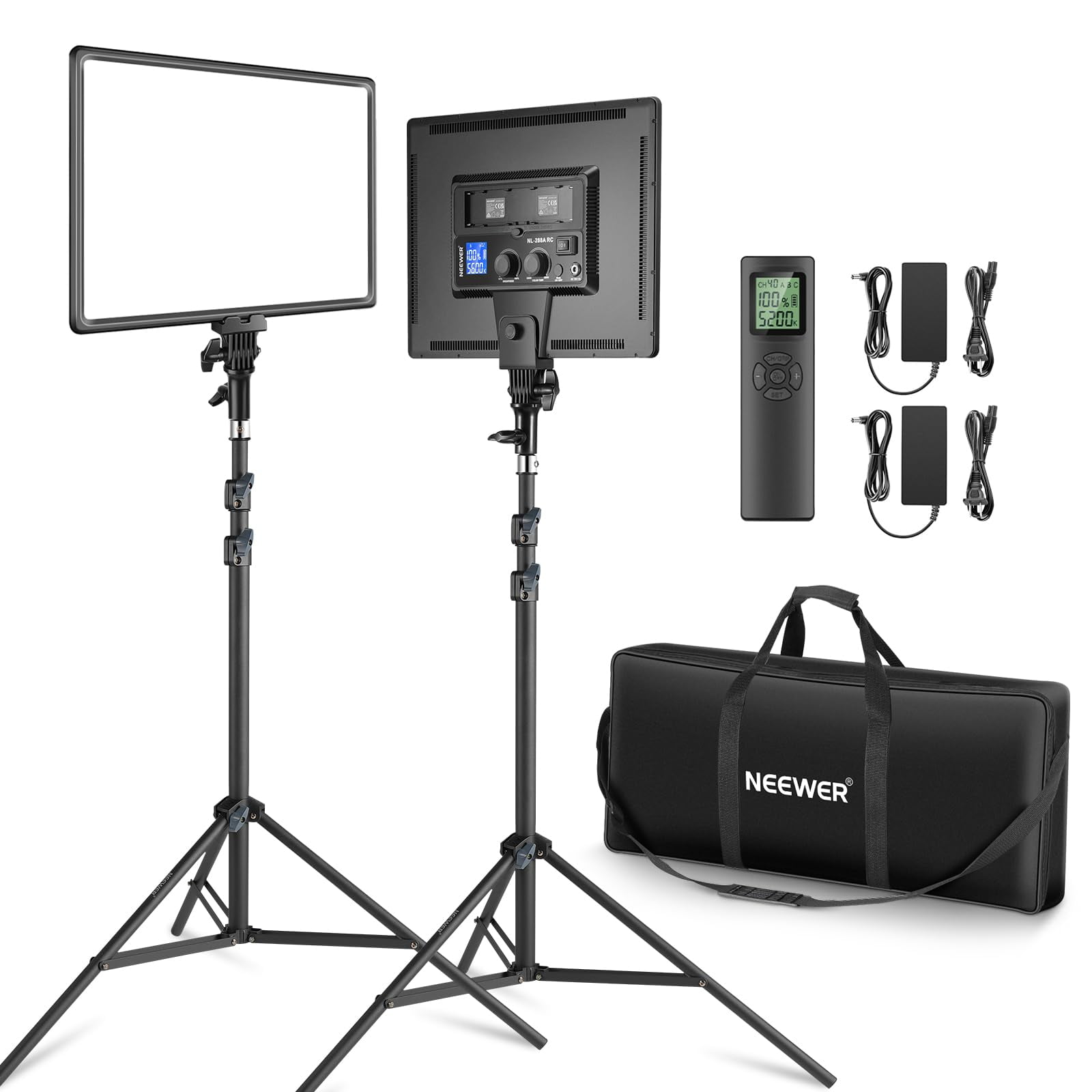 Kit de iluminación LED para panel de vídeo Neewer 18, 45 W, paquete de 2