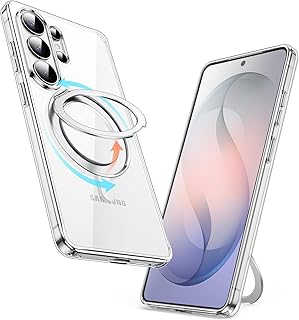 JETech Funda Anillo Giratorio 360 Grados para Samsung Galaxy S26 Ultra, Compatible con MagSafe, Carcasa Antigolpes Claro con Soporte & Porta Anillos (Transparente)